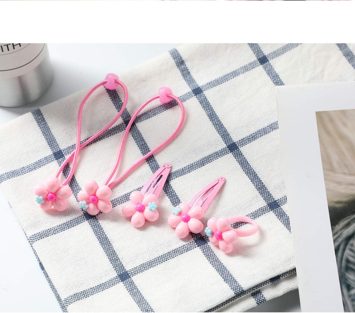 Hifot Kids Jewelry Little Girls Plush Handbag Necklace Bracelet Earrings Ring Hair Clips Set, Princess Costume Jewelry Party Favors Gift for Dress up Pretend Play (3-8 Years)