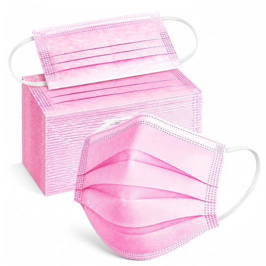 Wecolor 100 Pcs Pink Masks, Disposable Face Mask, 3 Ply Protection Masks