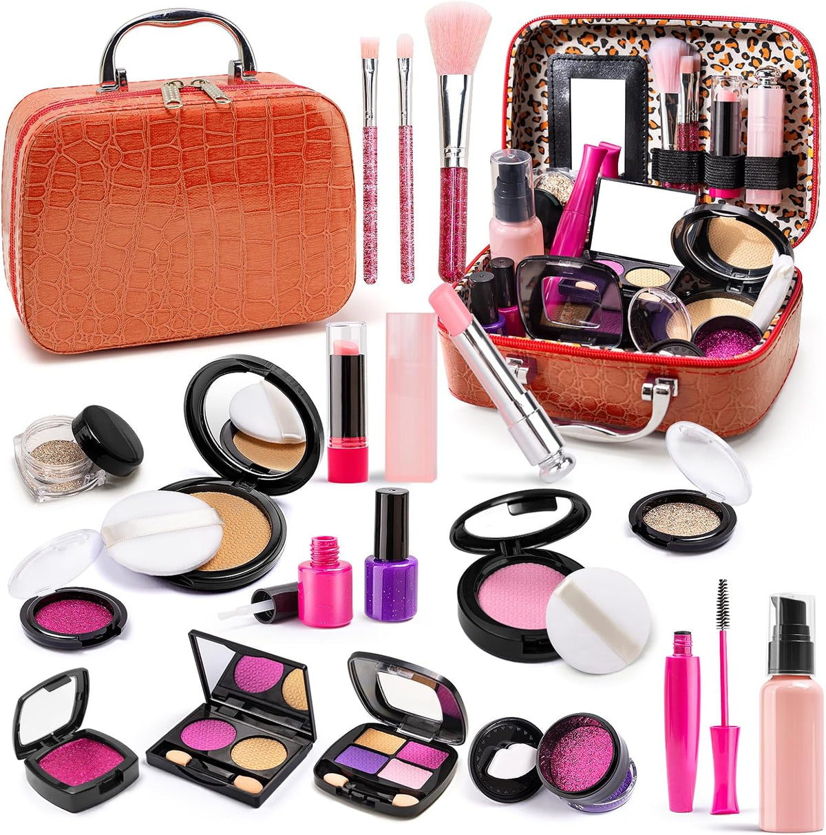 Pretend Play Fake Makeup Set for Kids Toddlers 3-8, Birthday Gift for Girls