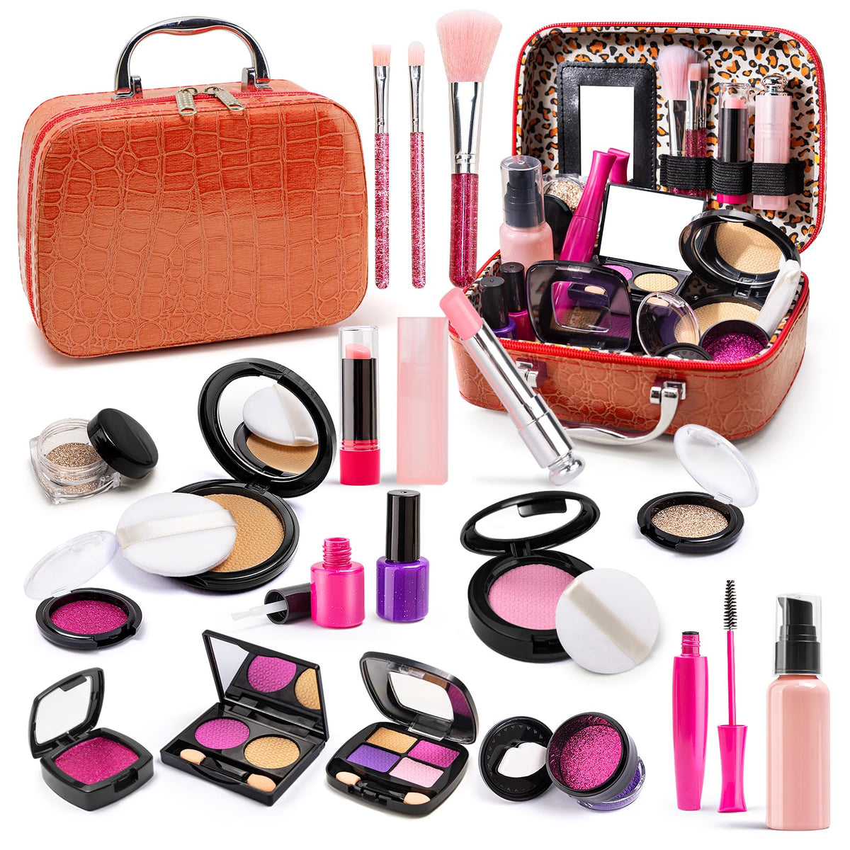 Pretend Play Fake Makeup Set for Kids Toddlers 3-8, Birthday Gift for Girls