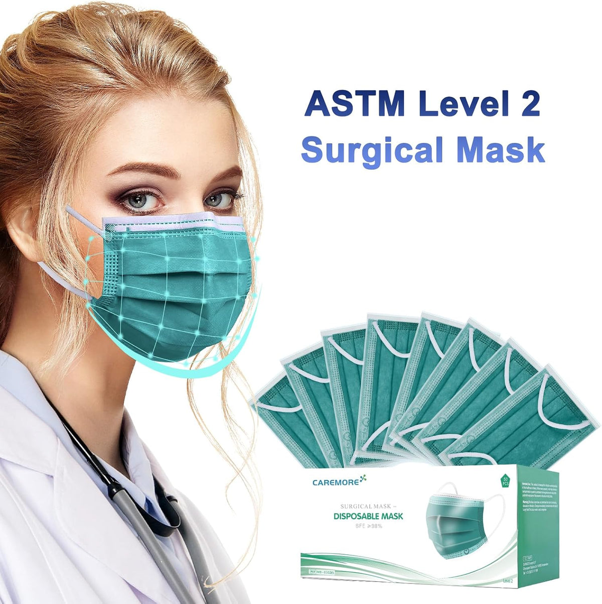 Disposable Face Mask 4-Ply for Adult, Soft Face Masks, Breathable Safety Mask…