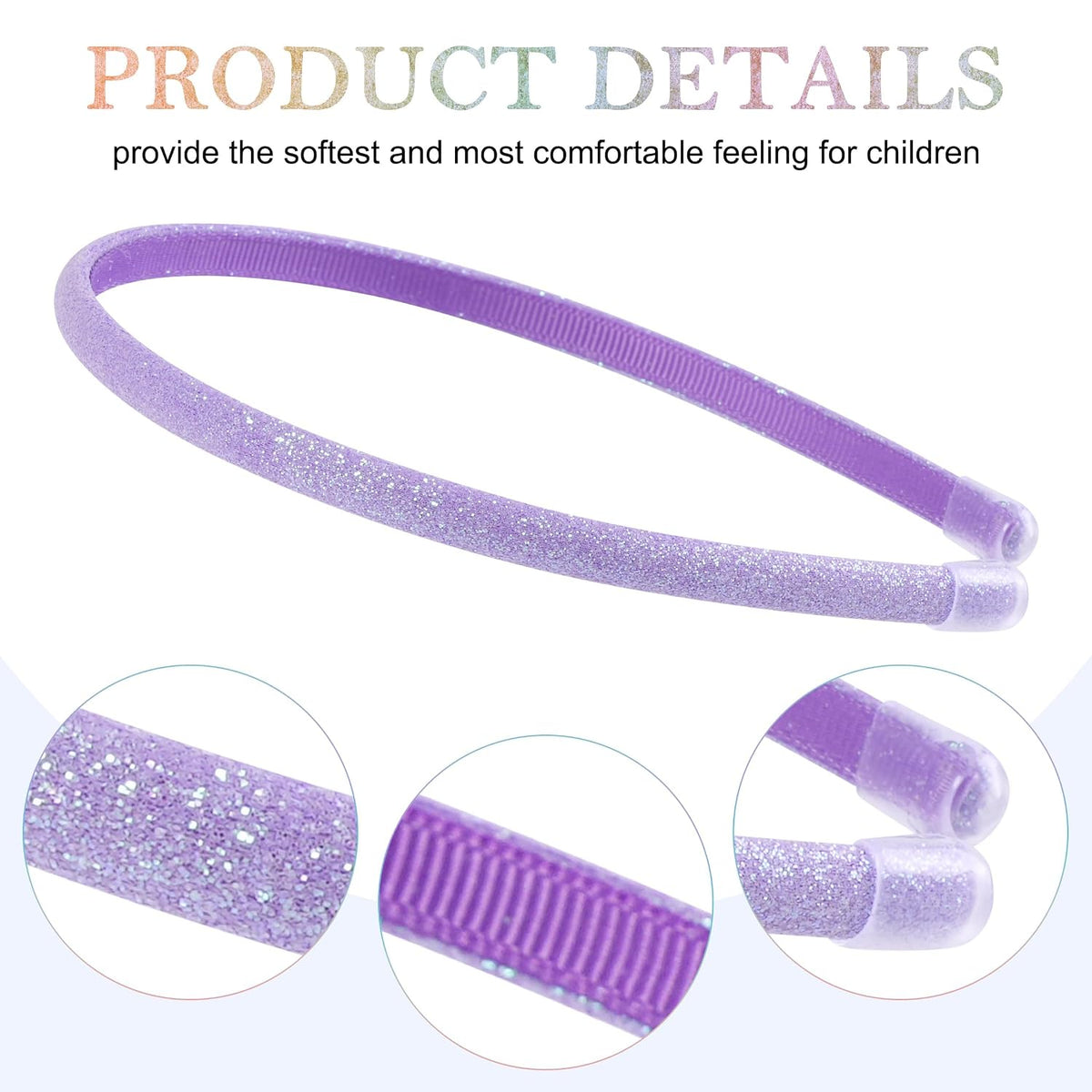 9 Pcs Glitter Headbands Set: Rainbow Sparkly Soft Headbands for Toddlers, Kids, Teens, and Women - Non-Slip and Comfortable, 9 Colors