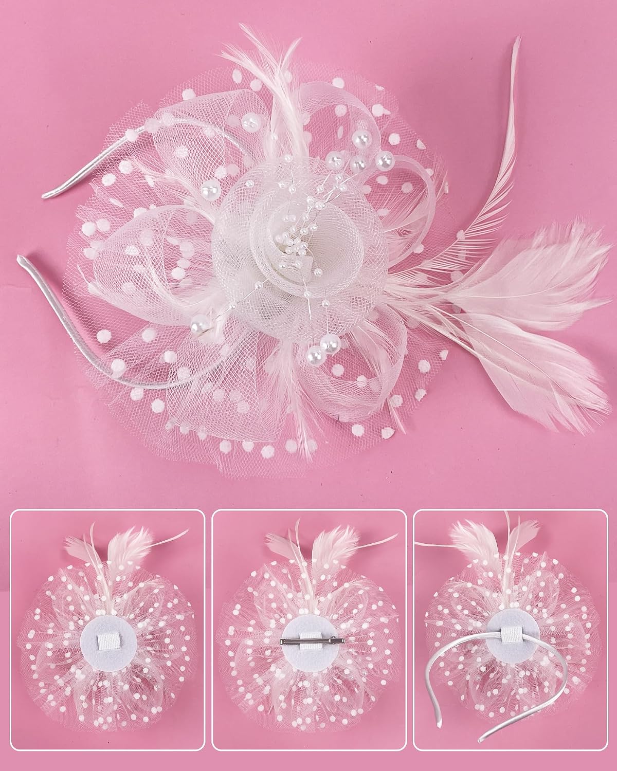 Gril Tea Party Hat Fascinators with Gloves for Church Wedding 1920s 50s Party Cosplay Accessories