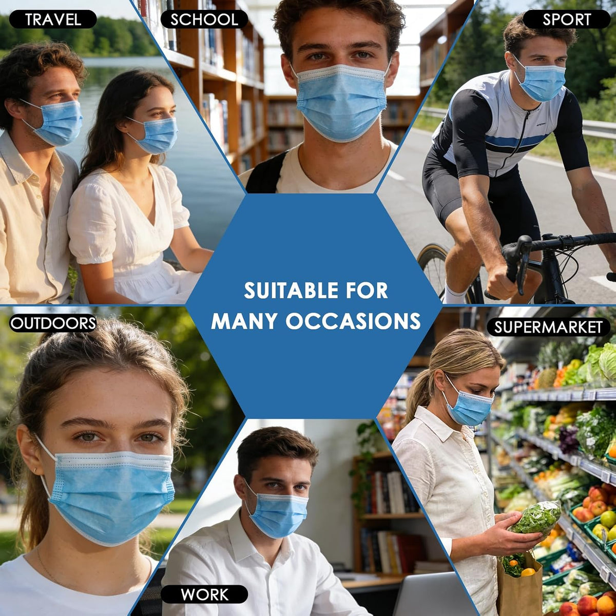 NNPCBT 3 ply Disposable Masks Breathable Face Masks for Adults