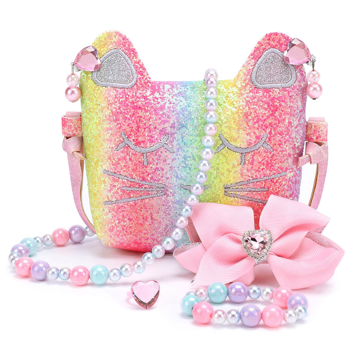 mibasies Purse for Little Girls Dress Up Jewelry Pretend Play Kids Accessories Mermaid Gifts