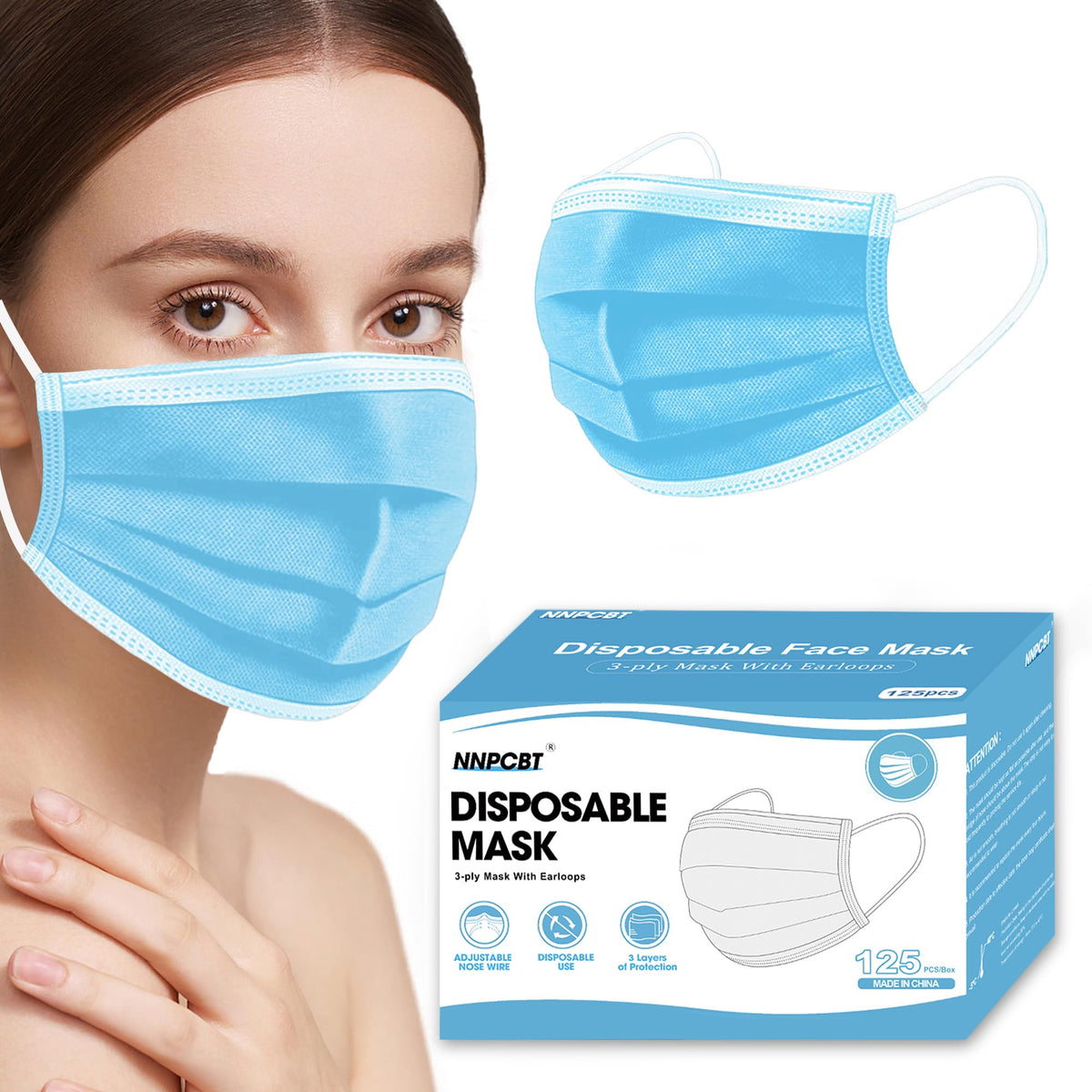 NNPCBT 3 ply Disposable Masks Breathable Face Masks for Adults