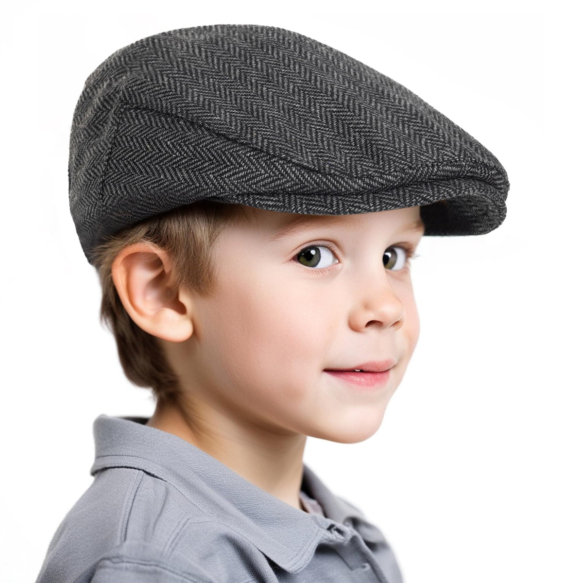 Boys Kids Herringbone Tweed Newsboy Cap Toddler Dress Up Fedora 4-9T