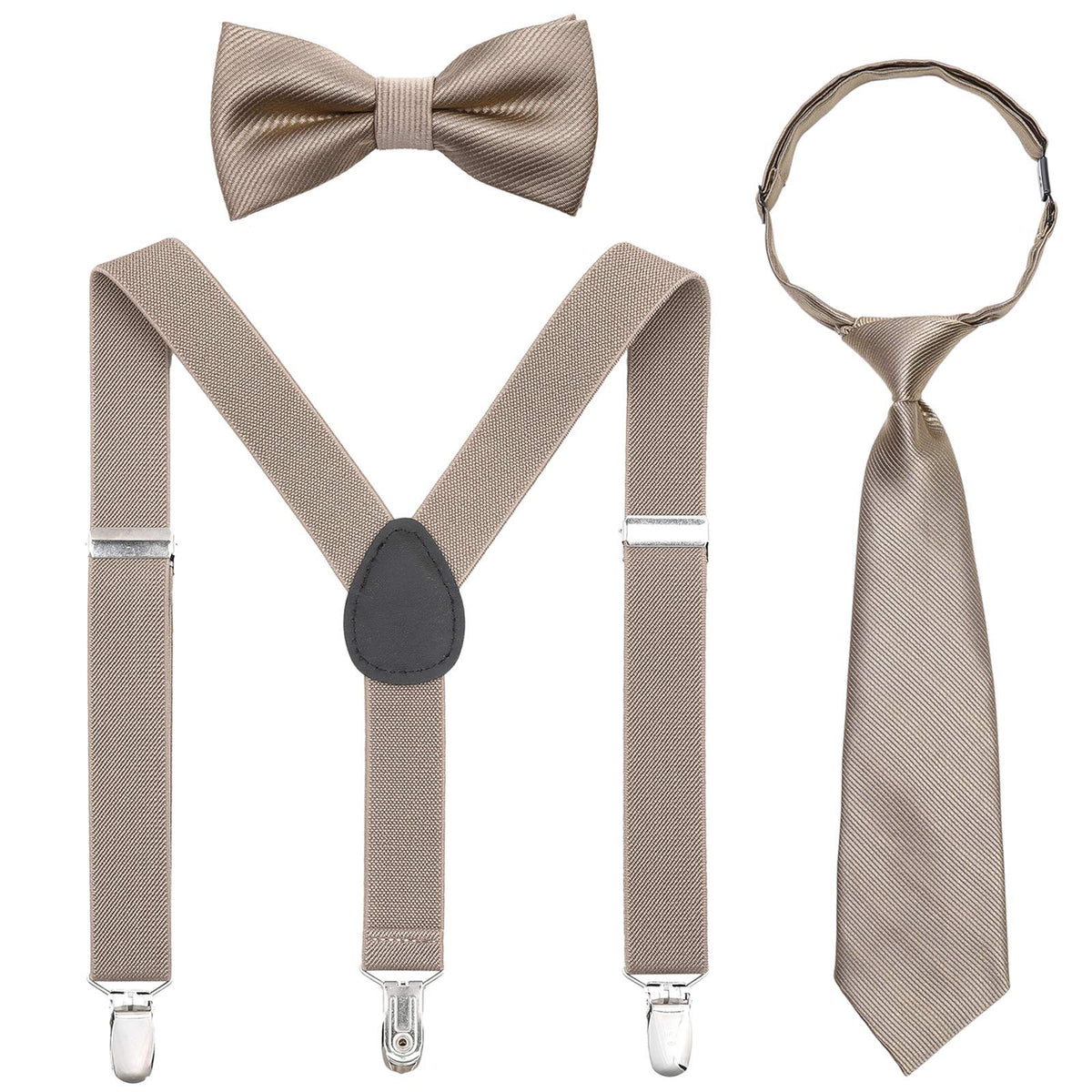Kajeer Kids Suspender Bowtie Necktie Sets - Adjustable Elastic Classic Accessory Sets for 6 Months to 13 Year Old Boys Girls
