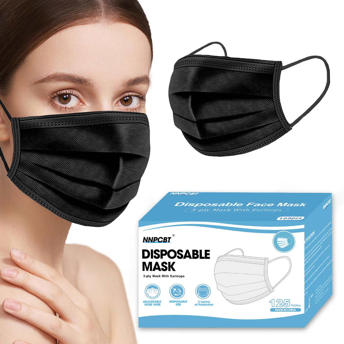 NNPCBT 3 ply Disposable Masks Breathable Face Masks for Adults