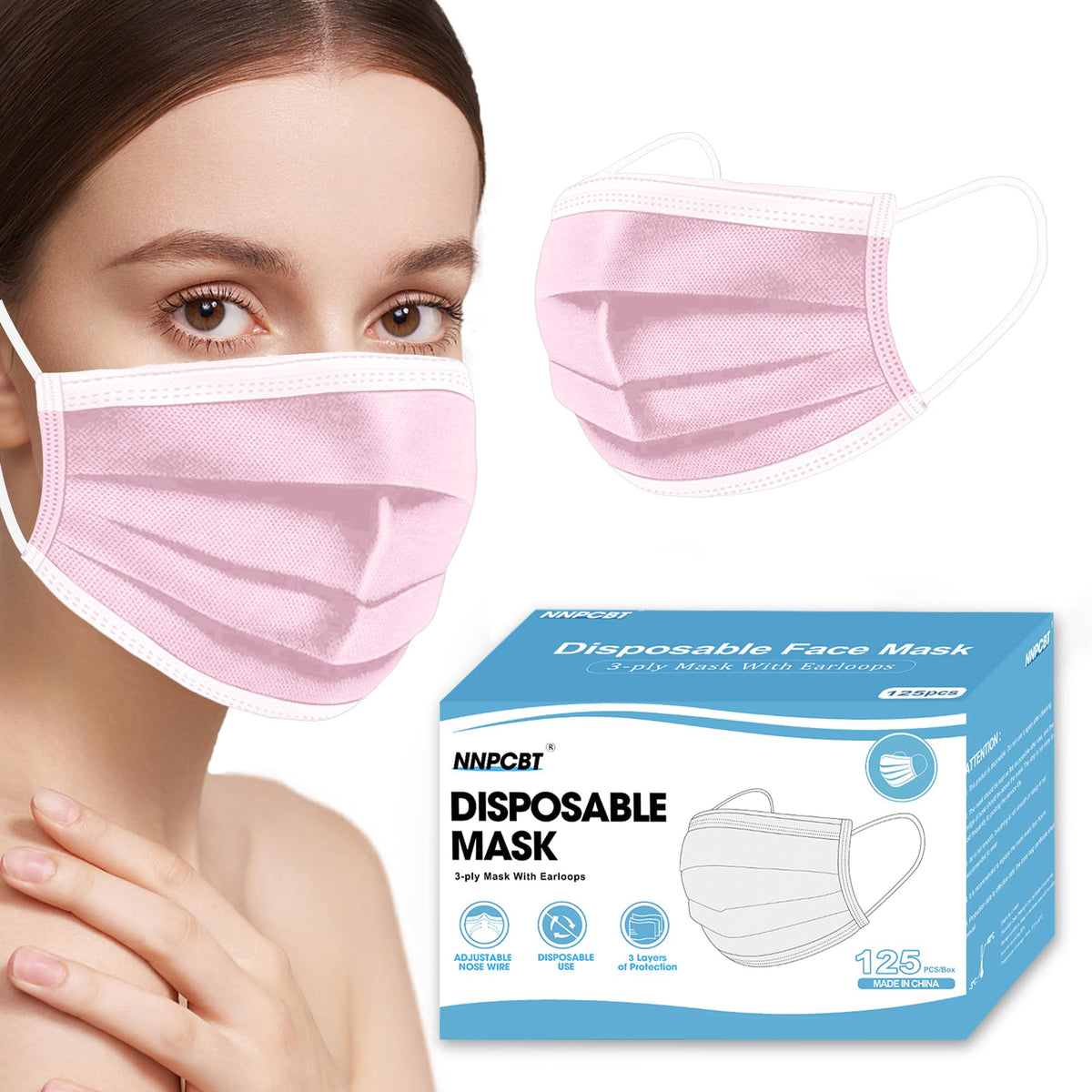 NNPCBT 3 ply Disposable Masks Breathable Face Masks for Adults
