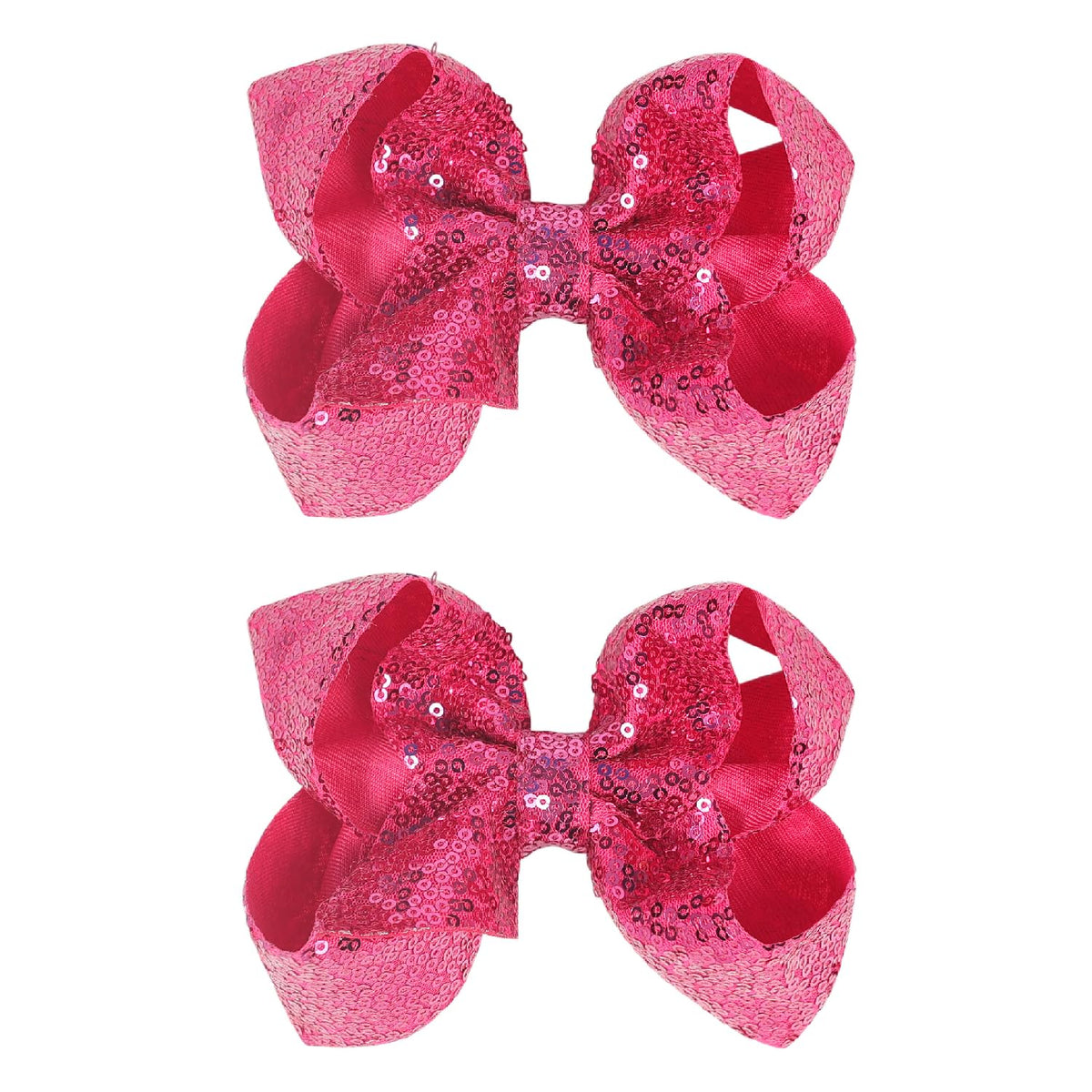 2 PCS Enchanting 5-Inch Fairy Fashion Bow Hairpin: Multicolor Option Sequins Hair Clip for Kids and Teenage Girls (Black)