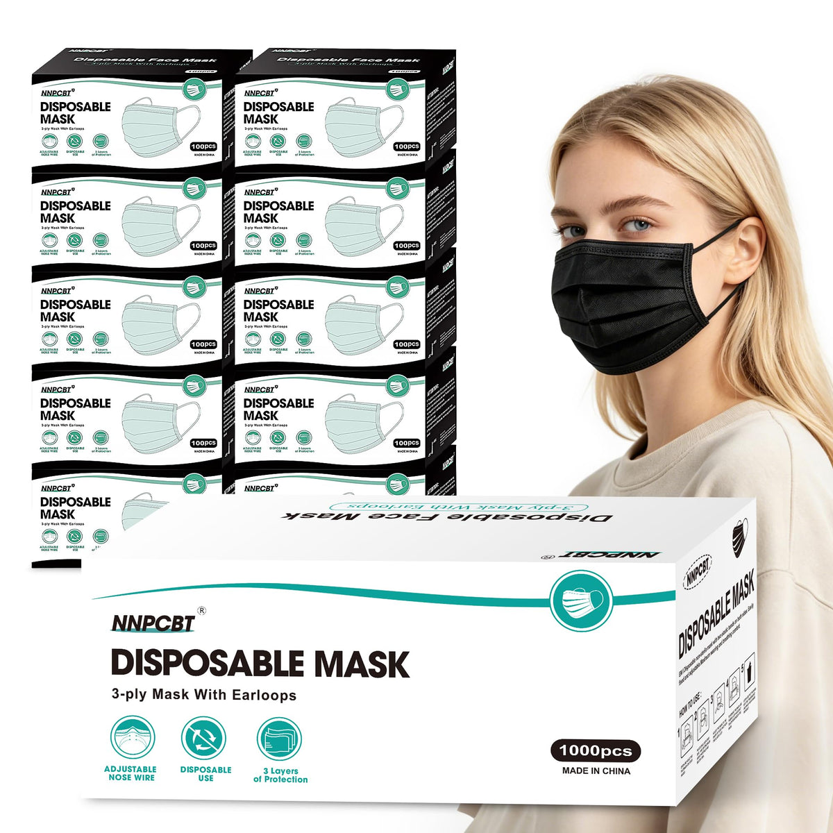 NNPCBT 3 ply Disposable Masks Breathable Face Masks for Adults