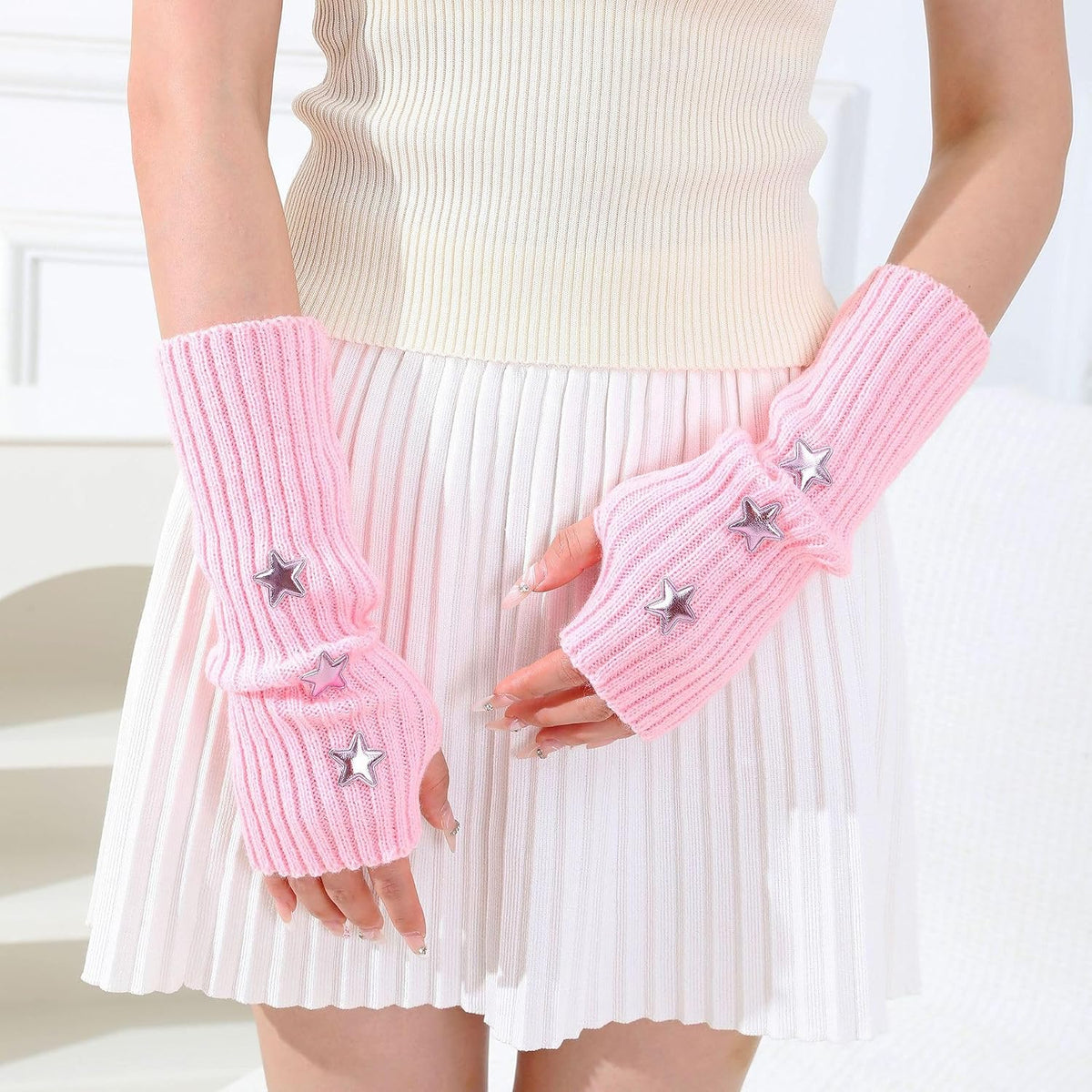 Tongcloud Kawaii Y2K Star Arm Warmers Goth Punk Warmers Sleeves for Women Girls Costume School