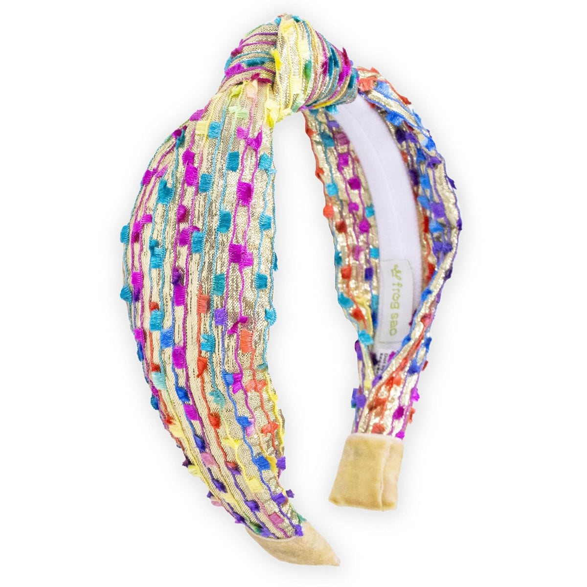 FROG SAC Confetti Knotted Headband for Girls, Knot Hair Bands for Kids, Cute Fashion Fabric Head Band (Gold)