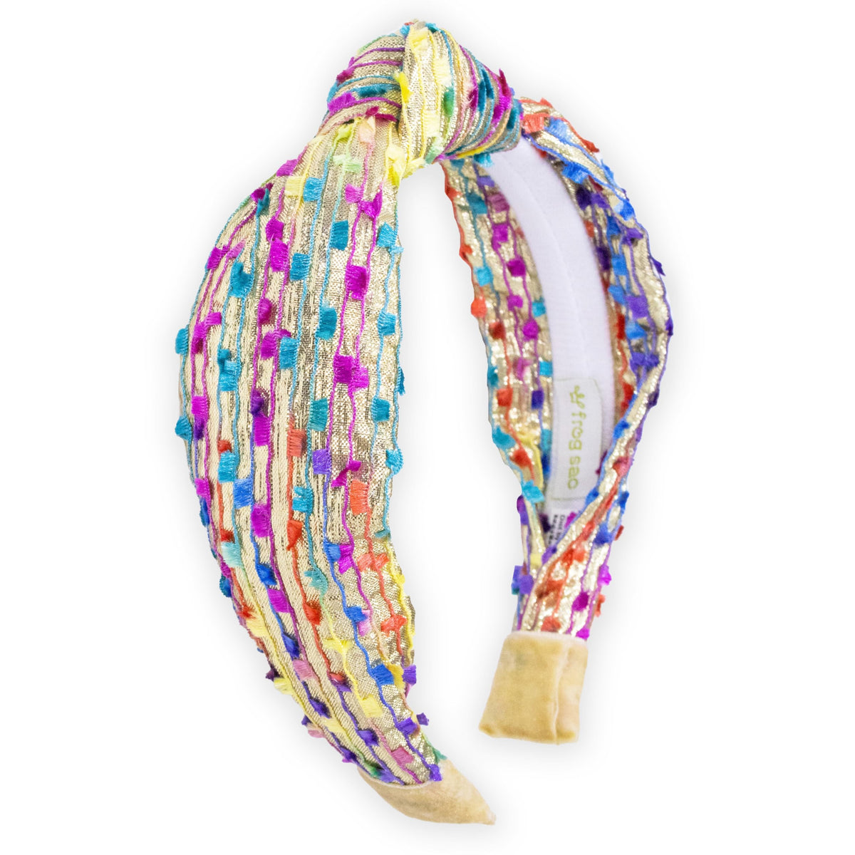 FROG SAC Confetti Knotted Headband for Girls, Knot Hair Bands for Kids, Cute Fashion Fabric Head Band (Gold)