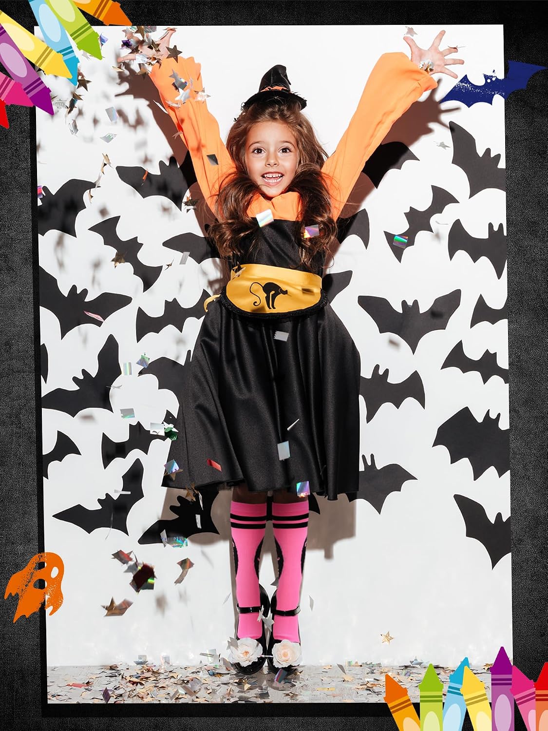 Glitopper 8 Pairs Crayon Knee High Socks for Girls Halloween Crayon Socks