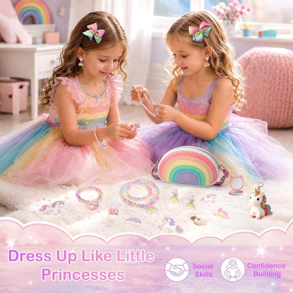 Toddler Purse Birthday Gifts for Little Girls 3-8, Dress Up Jewelry Toys