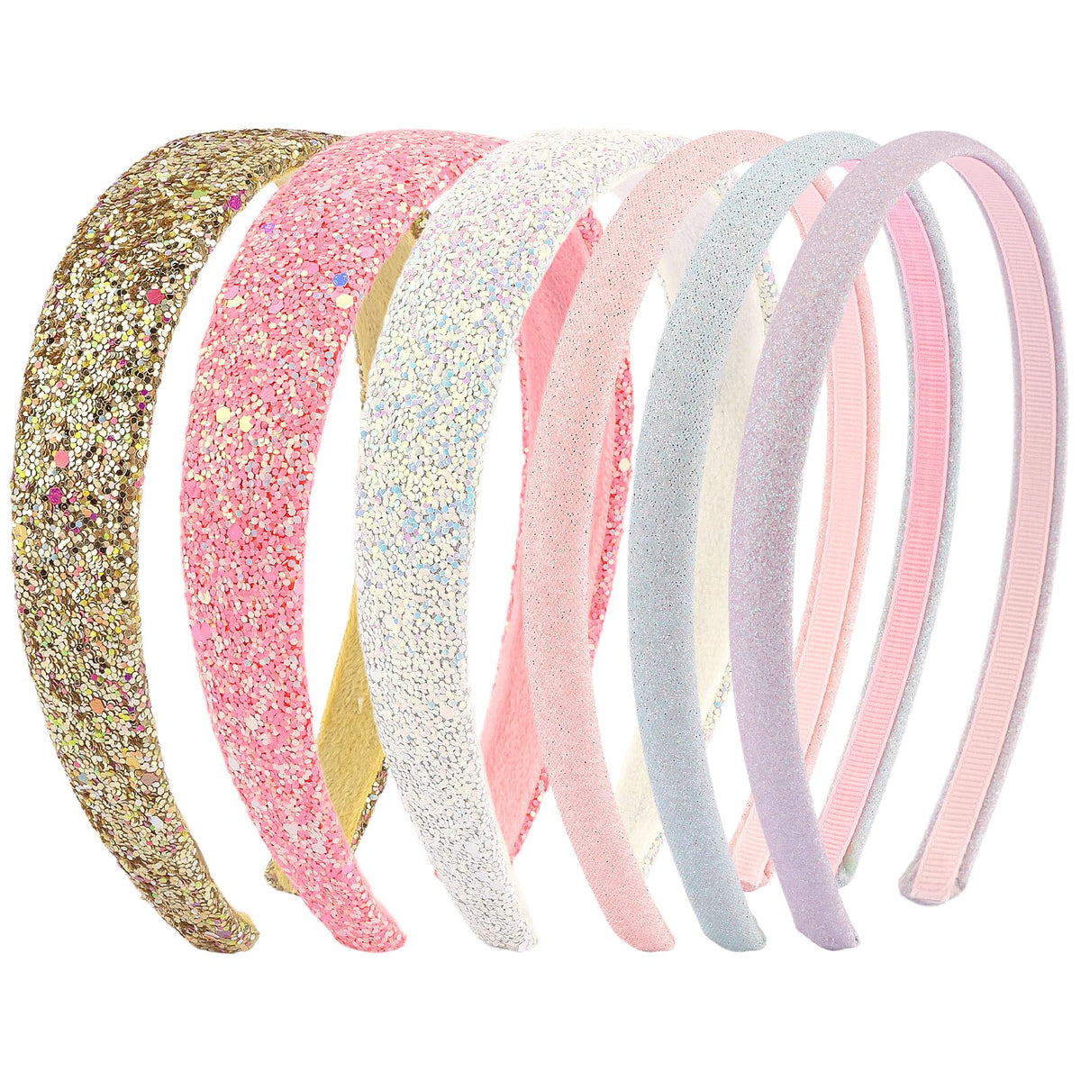 Chanaco Headbands for Girls Women 6Pcs Rainbow Girls Headbands 4-6 Glitter Head Band for Women’s Hair Pink Cute Hair Accessories for Girl 8-12