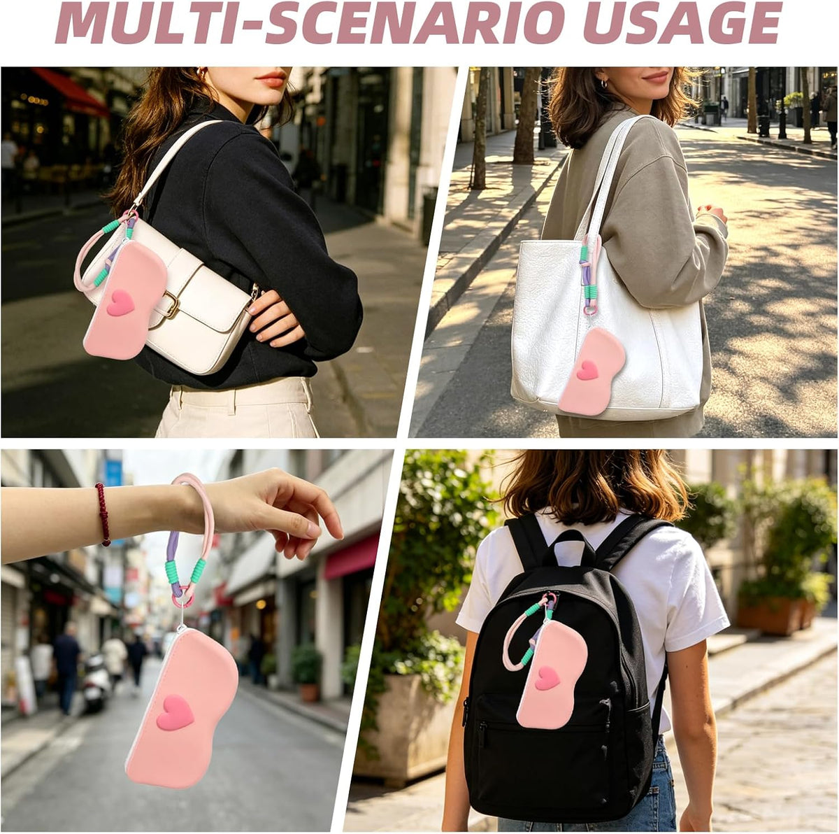 Portable Eyeglasses Case Soft Silicone Zipper Sunglasses Pouch Waterproof Drop-Resistant Bag for Women Girls
