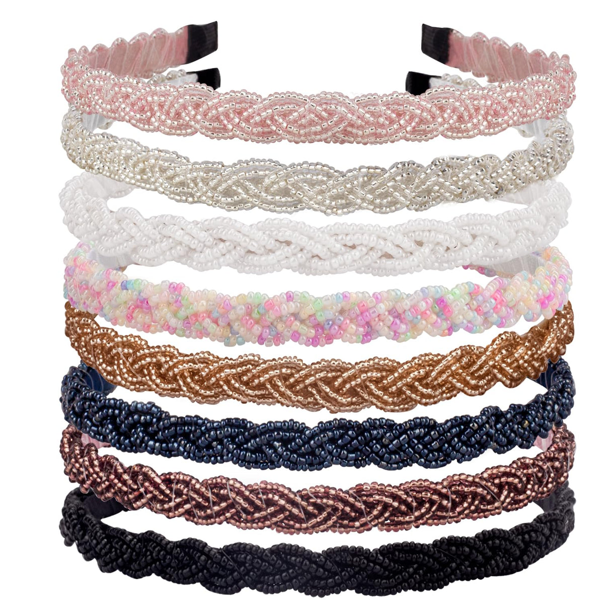 LYroo Cute Pearl Headbands Beaded Headband Metal Head Bands No Slip Fashion Hair Accessories for Women Girls,10 Pack