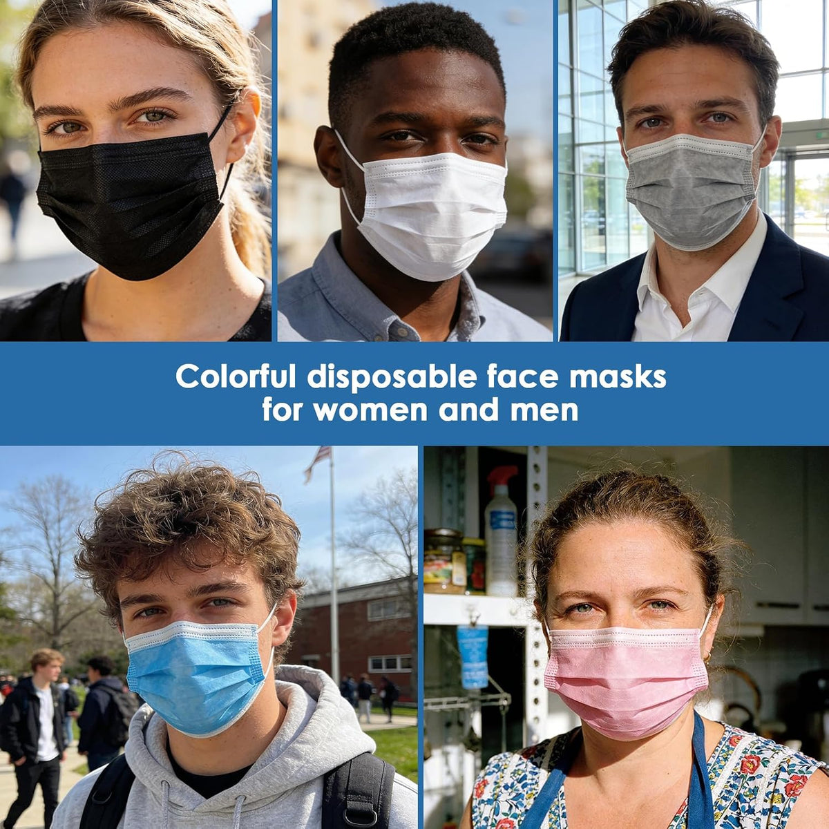 NNPCBT 3 ply Disposable Masks Breathable Face Masks for Adults