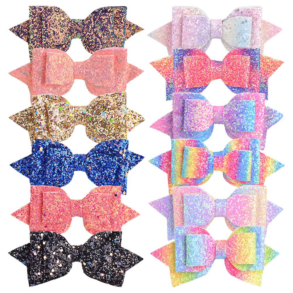 choicbaby 12pcs Butterfly Hair Clips 3.5" Glitter Sequine Baby Girls Clips Stylish Y2K Toddler Butterfly Clips Hair Accessories for Toddler Girls Party Birthday Holiday