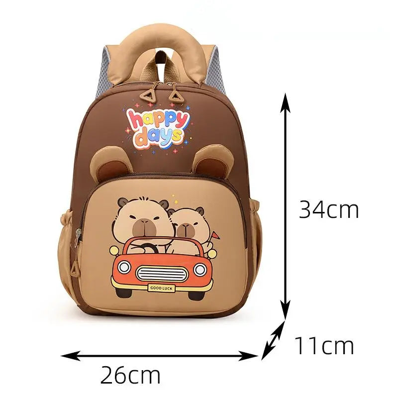 Cute Capybara Animal Unisex Kids Backpack - Lightweight Nylon Booksack, Kindergarten Fit for Boy, Ample Space for Back to School Haul