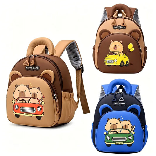 Cute Capybara Animal Unisex Kids Backpack - Lightweight Nylon Booksack, Kindergarten Fit for Boy, Ample Space for Back to School Haul