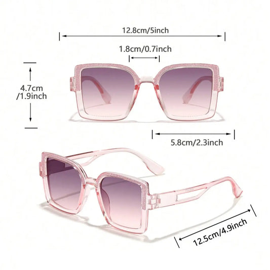 Kids High-Quality Candy Color Sparkle Square Frame Sunglasses, Sweet Heart Design, UV Protection, Durable PC Frame, Perfect Birthday Gift, Eyewear