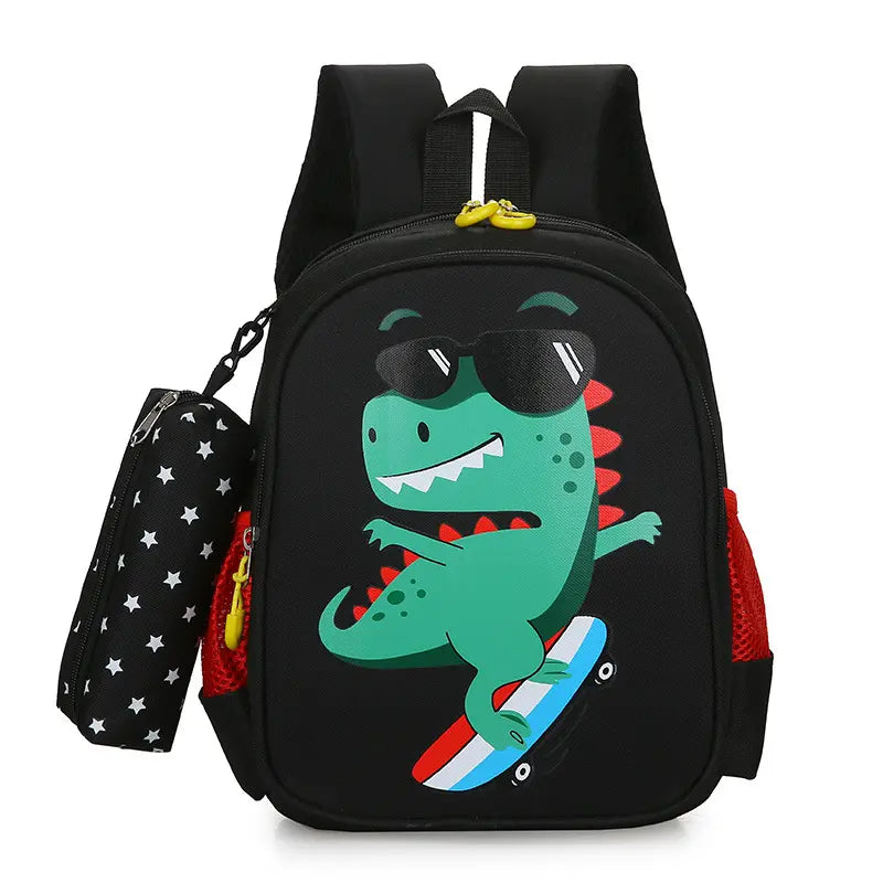 12-Inch Lightweight Kids Backpack Set with Pencil Pouch - Adjustable, Playful Look Study-Ready Bags (Pink Unicorn, Purple Dinosaur) for Back to School Haul, First Day of School