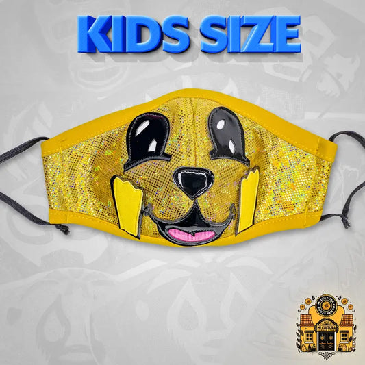 Yellow Dog Face Cover, Kids or Small Adults, Handmade