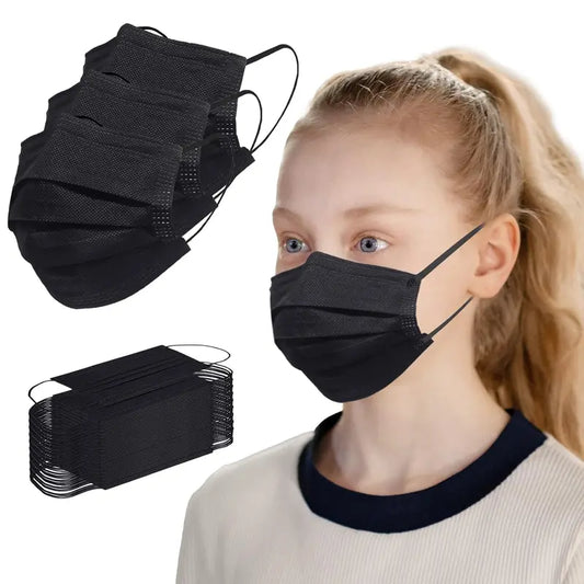 KF5-EMK07 Kids' Disposable Breathable Facemask (3-12 Years, 3.7x5.7 Inches, 100 Pcs, Black) - Daily Wear Fashion Accessory for Cycling, Trips - From Face Mask Store