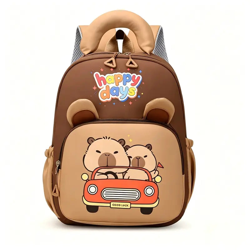 Cute Capybara Animal Unisex Kids Backpack - Lightweight Nylon Booksack, Kindergarten Fit for Boy, Ample Space for Back to School Haul