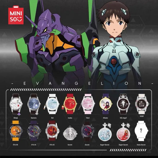 Miniso Evangelion Time Instrumentality Project Themed Unisex Casual Watch - Stylish Round Face Anime Fashion Accessory, Secret Quirky Gifts for Him, Ideal Daily Wear for School/Outings #summerwins,Back To School