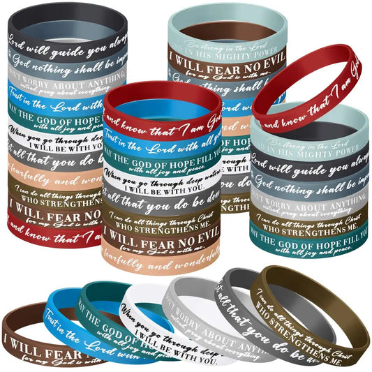 Bible Verse Bracelets Christian Gift for Women Men Groups Religious Gift Stretch Silicone Faith Bracelets Motivational Rubber Wristband Gift for Sunday School Church Events Trunk or Treat Non-candy Treats Halloween Goodie Bag Stuffers Party Favors