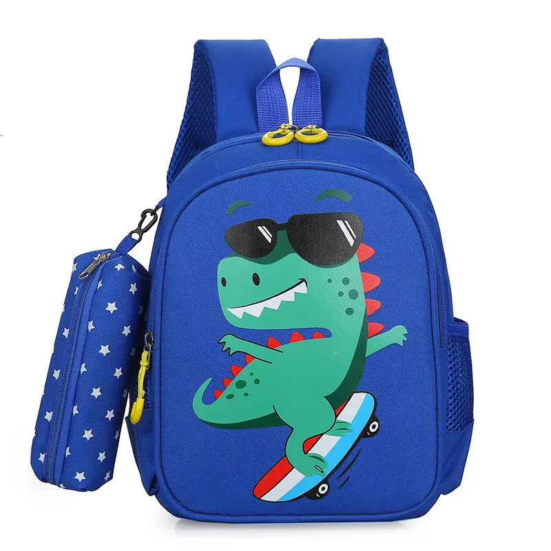 12-Inch Lightweight Kids Backpack Set with Pencil Pouch - Adjustable, Playful Look Study-Ready Bags (Pink Unicorn, Purple Dinosaur) for Back to School Haul, First Day of School